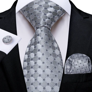 2023 Луксозни Копринени Вратовръзки в сивата клетка със синьо пипер за мъже, Бизнес Вечерни Мъжки аксесоари, Джобни Квадратни копчета за ръкавели, Подарък на Едро