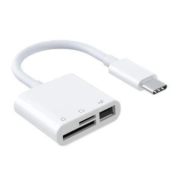3 в 1 Type C до USB устройство за четене на карти памет SD и TF, OTG-хъб, адаптер за четене на карти Micro-SD, USB C за Macbook Pro