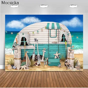 Mocsicka Baby Shower Background Плажен Каравана Стил Украса На Детския Портрет На Фонова Картина Банер