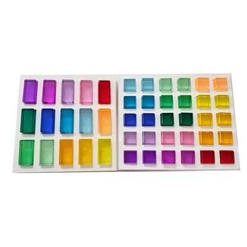Акрилни Прозрачни Кубчета Скъпоценен Камък Цветове на Дъгата, Штабелирующие Строителни Блокове, Светотеневая Играчка, Сензорни Играчки за Детски Подарък