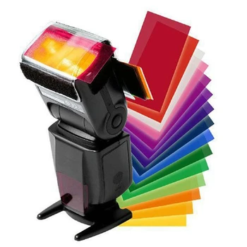 ГОРЕЩО-12 цвята/ комплект цветни филтри за светкавици Speedlite, карти за фотогелей Canon/ Nikon, филтър за светкавица Speedlight