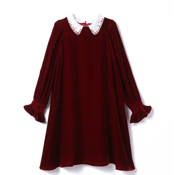 Детски рокли за момичета 2023, Новост зимата, KS, Коледни Памучно бархатное рокля на принцеса за момиченца, червено