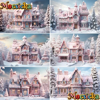 Коледен гора, фон за снимки, Замъка на мечтите си, Зимна сцена, в Страната на чудесата