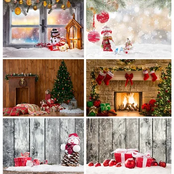Коледен тематичен фон за снимки Камина Коледно дърво Детски портрет фонове за подпори фото студио 221212 SD-02