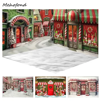 Коледен фон Mehofond, сладкарница, Детски портрет, парти, улица, Коледно дърво, интериор, студио за фотография, фотографско студио