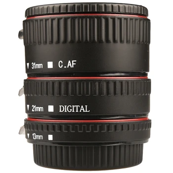 Комплект Пълнители за Макро Пръстени за автоматично фокусиране на 3 части И Обектив SLR Нов Черен Цвят, който е Съвместим С Всички Обективи Canon EF И EF-S