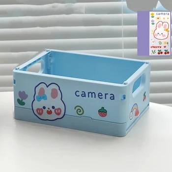 Мультяшные Настолни Пластмасови кошници за съхранение Кутия-органайзер Сгъваема Штабелируемая Кошница за съхранение на детски играчки с дръжка Чекмедже за съхранение в банята
