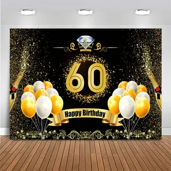 на фона на 60-годишнината от Златни балони Диамантен шампанско Фон за снимки на партито по случай рождения ден за фото студио