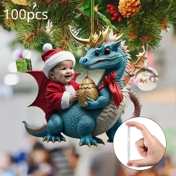 Празнични украси с отложено във формата на динозавър, Коледно дърво, окачена висулка Навидад 2024, Декорация за дома, колата, подарък за деца, Коледни украшения във формата на дракон