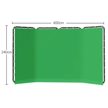 Рамка за влакчета за работа на открито на фона 2,4х4 м, зелени, бели, черни фонове за екрана, фон за снимане, поддръжка на студио