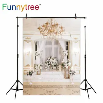 Фон фото студио Funnytree на фона на Замъка с бели цветя, Сватбена фотосесия boda завеса снимка фотозона фотофон