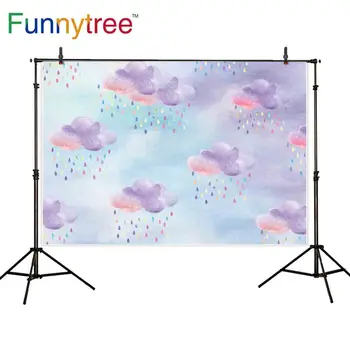 Фонове Funnytree за фото студио, живопис, акварел, на небето, облак, на фона на душата на детето, фотобудка с принтом за фотосесия