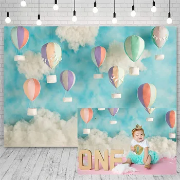 Фонове за парти по случай рождения Ден на Avezano Синьо Небе, Облаци Декор с балон Детски банер Фон за снимки фотографско студио Photozone